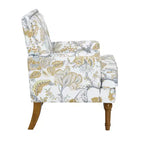 Poltrona in legno imbottita con motivi floreali GDFStudio Joshua, stile contemporaneo, con finiture borchiate