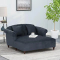Chaise longue doppia imbottita da 66" con gambe in betulla e capitonné