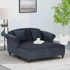 Chaise longue doppia imbottita da 66" con gambe in betulla e capitonné