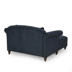 Chaise longue doppia imbottita da 66" con gambe in betulla e capitonné