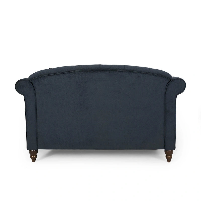 Chaise longue doppia imbottita da 66" con gambe in betulla e capitonné