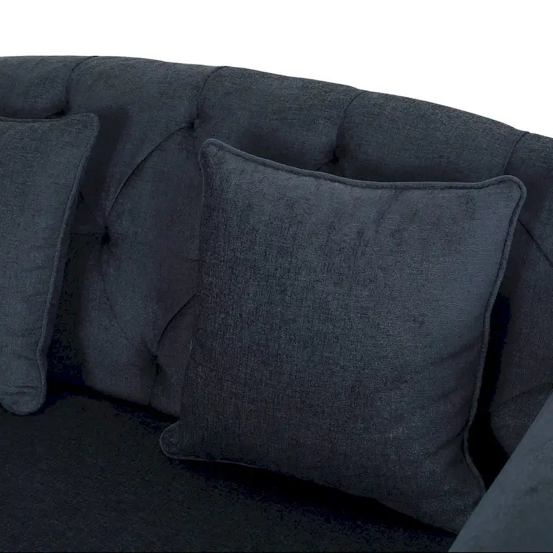 Chaise longue doppia imbottita da 66" con gambe in betulla e capitonné
