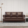 Divano moderno a 3 posti in similpelle da 80" con gambe in betulla e finiture borchiate