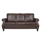 Divano moderno a 3 posti in similpelle da 80" con gambe in betulla e finiture borchiate