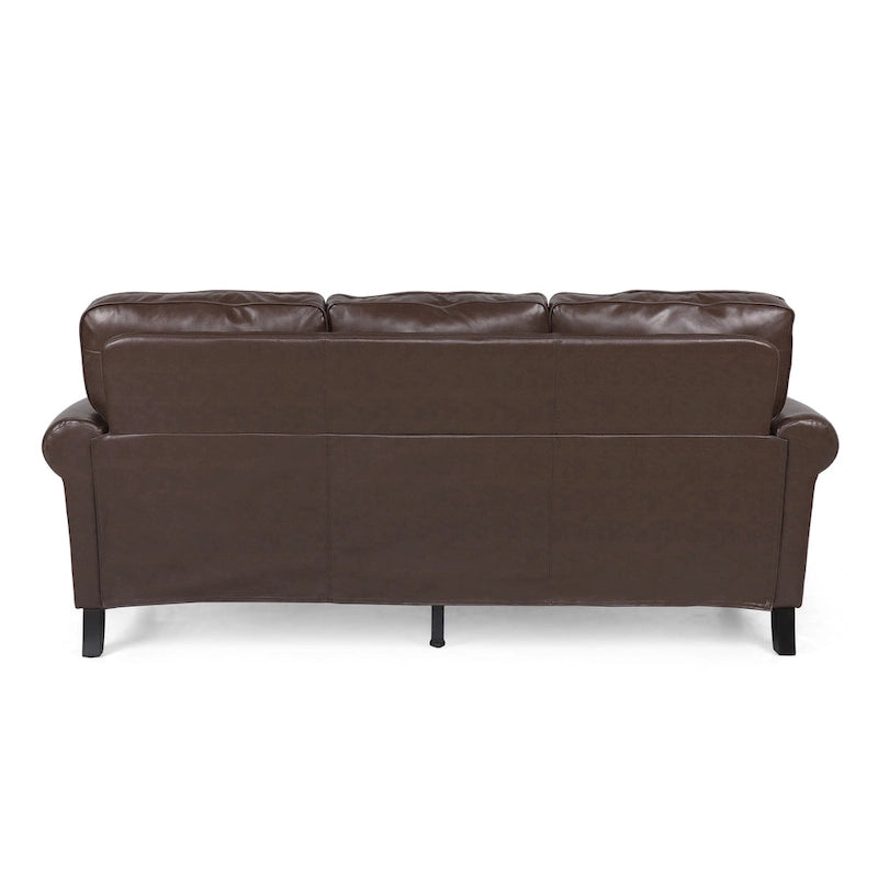 Divano moderno a 3 posti in similpelle da 80" con gambe in betulla e finiture borchiate