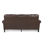 Divano moderno a 3 posti in similpelle da 80" con gambe in betulla e finiture borchiate