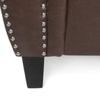 Divano moderno a 3 posti in similpelle da 80" con gambe in betulla e finiture borchiate