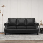 Divano moderno a 3 posti in similpelle da 80" con gambe in betulla e finiture borchiate
