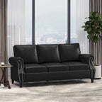 Divano moderno a 3 posti in similpelle da 80" con gambe in betulla e finiture borchiate