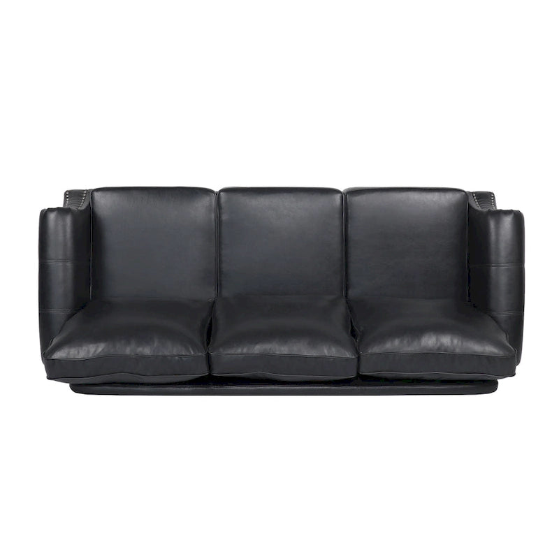 Divano moderno a 3 posti in similpelle da 80" con gambe in betulla e finiture borchiate