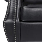 Divano moderno a 3 posti in similpelle da 80" con gambe in betulla e finiture borchiate