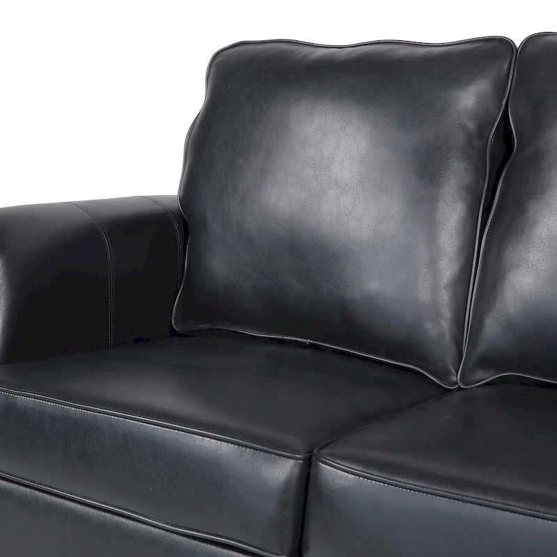 Divano moderno a 3 posti in similpelle da 80" con gambe in betulla e finiture borchiate