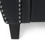 Divano moderno a 3 posti in similpelle da 80" con gambe in betulla e finiture borchiate