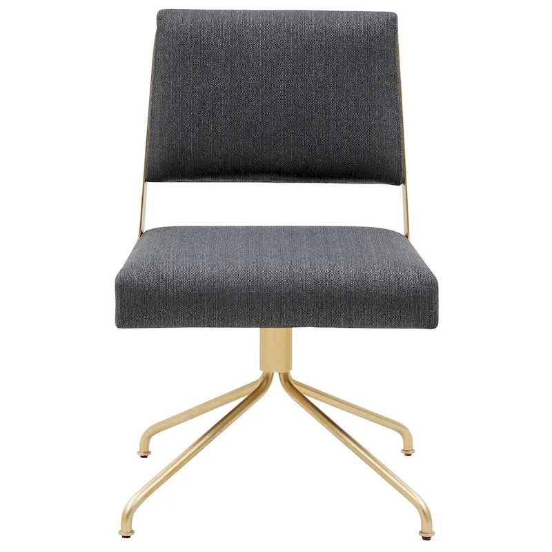 Sedia da Ufficio Girevole in Pelle Vegana con Gambe Dorate – 56 cm L x 61 cm P x 86 cm H