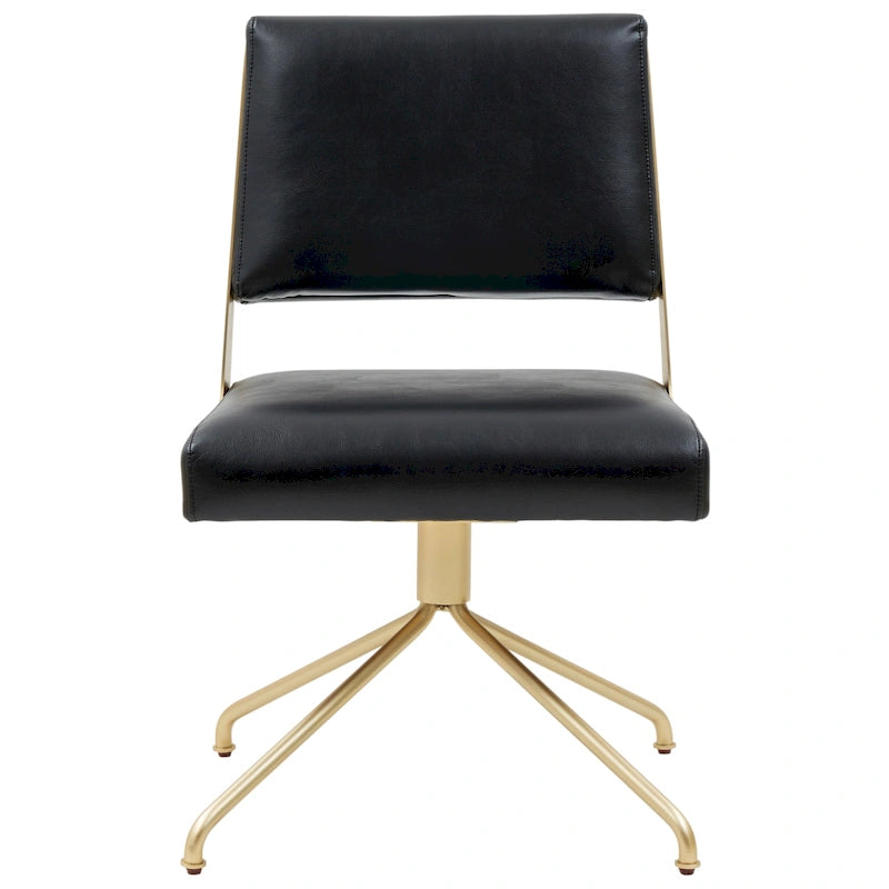 Sedia da Ufficio Girevole in Pelle Vegana con Gambe Dorate – 56 cm L x 61 cm P x 86 cm H