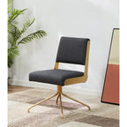 Sedia da Ufficio Girevole in Pelle Vegana con Gambe Dorate – 56 cm L x 61 cm P x 86 cm H