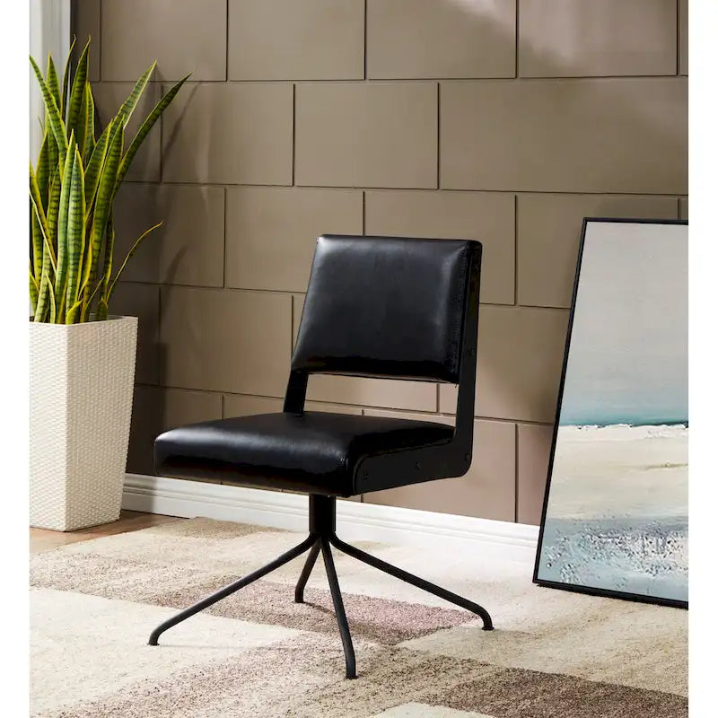 Sedia da Ufficio Girevole in Pelle Vegana con Gambe Dorate – 56 cm L x 61 cm P x 86 cm H