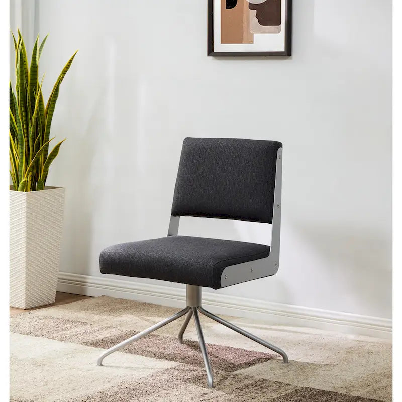 Sedia da Ufficio Girevole in Pelle Vegana con Gambe Dorate – 56 cm L x 61 cm P x 86 cm H