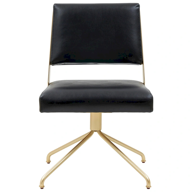 Sedia da Ufficio Girevole in Pelle Vegana con Gambe Dorate – 56 cm L x 61 cm P x 86 cm H