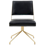 Sedia da Ufficio Girevole in Pelle Vegana con Gambe Dorate – 56 cm L x 61 cm P x 86 cm H