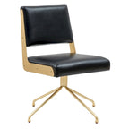 Sedia da Ufficio Girevole in Pelle Vegana con Gambe Dorate – 56 cm L x 61 cm P x 86 cm H