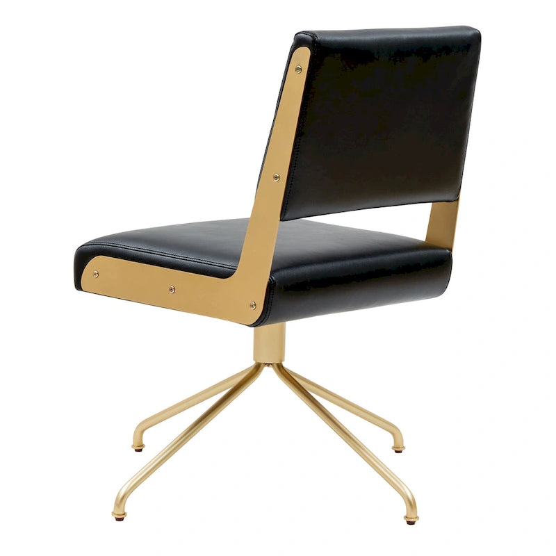 Sedia da Ufficio Girevole in Pelle Vegana con Gambe Dorate – 56 cm L x 61 cm P x 86 cm H