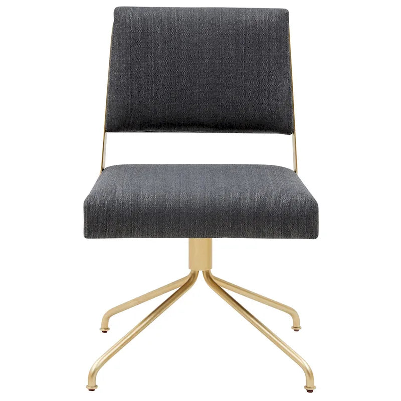 Sedia da Ufficio Girevole in Pelle Vegana con Gambe Dorate – 56 cm L x 61 cm P x 86 cm H
