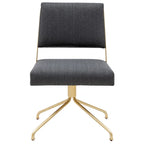 Sedia da Ufficio Girevole in Pelle Vegana con Gambe Dorate – 56 cm L x 61 cm P x 86 cm H