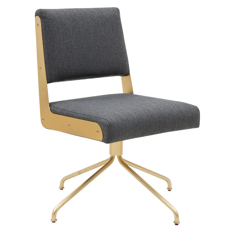 Sedia da Ufficio Girevole in Pelle Vegana con Gambe Dorate – 56 cm L x 61 cm P x 86 cm H