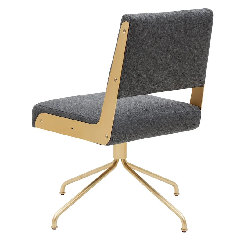 Sedia da Ufficio Girevole in Pelle Vegana con Gambe Dorate – 56 cm L x 61 cm P x 86 cm H
