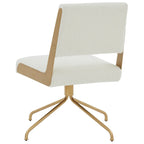 Sedia da Ufficio Girevole in Pelle Vegana con Gambe Dorate – 56 cm L x 61 cm P x 86 cm H