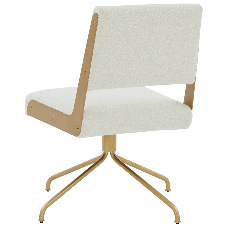 Sedia da Ufficio Girevole in Pelle Vegana con Gambe Dorate – 56 cm L x 61 cm P x 86 cm H