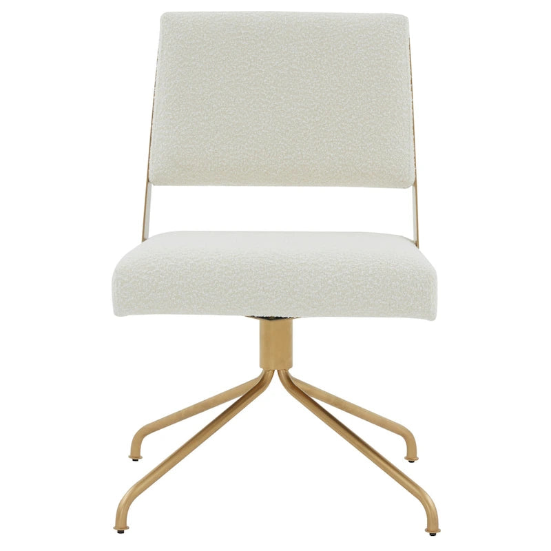 Sedia da Ufficio Girevole in Pelle Vegana con Gambe Dorate – 56 cm L x 61 cm P x 86 cm H