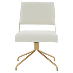 Sedia da Ufficio Girevole in Pelle Vegana con Gambe Dorate – 56 cm L x 61 cm P x 86 cm H