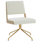 Sedia da Ufficio Girevole in Pelle Vegana con Gambe Dorate – 56 cm L x 61 cm P x 86 cm H