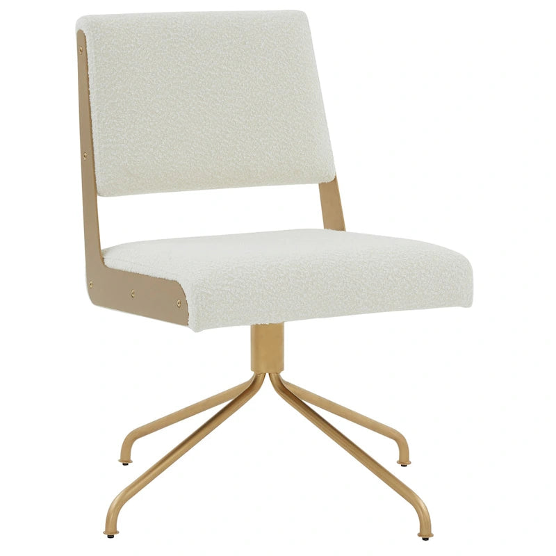 Sedia da Ufficio Girevole in Pelle Vegana con Gambe Dorate – 56 cm L x 61 cm P x 86 cm H
