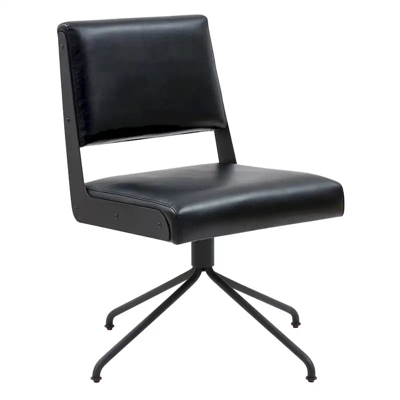Sedia da Ufficio Girevole in Pelle Vegana con Gambe Dorate – 56 cm L x 61 cm P x 86 cm H