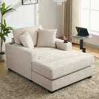 Divano moderno extra-large con chaise longue, cuscini, stazione di ricarica e portabicchieri
