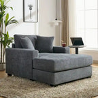 Divano moderno extra-large con chaise longue, cuscini, stazione di ricarica e portabicchieri