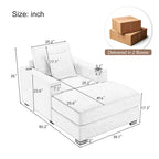 Divano moderno extra-large con chaise longue, cuscini, stazione di ricarica e portabicchieri