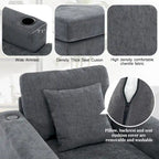 Divano moderno extra-large con chaise longue, cuscini, stazione di ricarica e portabicchieri