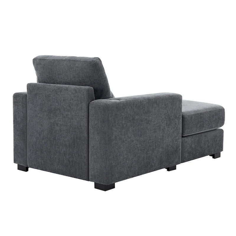 Divano moderno extra-large con chaise longue, cuscini, stazione di ricarica e portabicchieri