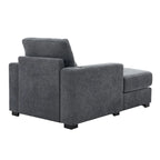 Divano moderno extra-large con chaise longue, cuscini, stazione di ricarica e portabicchieri