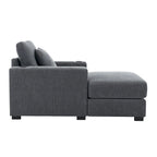 Divano moderno extra-large con chaise longue, cuscini, stazione di ricarica e portabicchieri