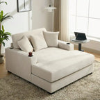 Divano moderno extra-large con chaise longue, cuscini, stazione di ricarica e portabicchieri