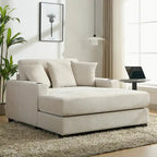 Divano moderno extra-large con chaise longue, cuscini, stazione di ricarica e portabicchieri
