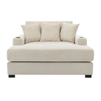 Divano moderno extra-large con chaise longue, cuscini, stazione di ricarica e portabicchieri