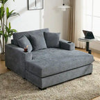 Divano moderno extra-large con chaise longue, cuscini, stazione di ricarica e portabicchieri