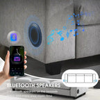 Divano componibile Smart in ciniglia da 96" con altoparlante Bluetooth, tavolino a scomparsa e caricatore USB