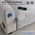 Divano componibile Smart in ciniglia da 96" con altoparlante Bluetooth, tavolino a scomparsa e caricatore USB